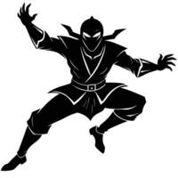 Stealthy Ninja Warrior Leaping Silhouette for Cool Concepts vector