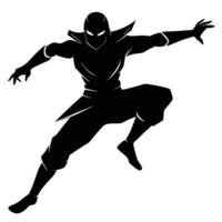 Powerful Ninja Warrior Jumping Silhouette for Creative Use vector