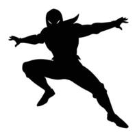 Mysterious Shadow Ninja Jumping Silhouette for Posters vector