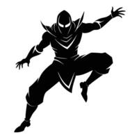 Dynamic Shadow Ninja Jumping Silhouette for Combat Art vector