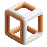 Abstract three dimensional cube design in orange and white png