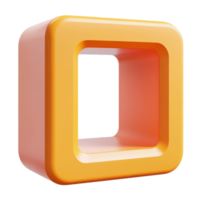 Orange Three Dimensional Square Frame With Inner Square png