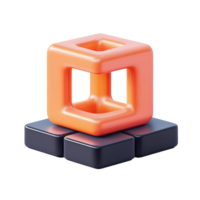 Orange cube inside a larger orange cube on dark blocks png
