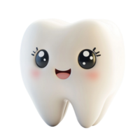 Smiling 3D Tooth Character with Big Eyes png