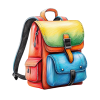 Colorful Gradient Backpack with Multiple Pockets png