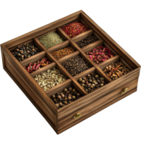 Spices in Wooden Box png