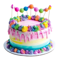 Cake with Colorful Icing and Sprinkles png