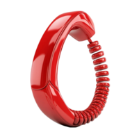 Red Glossy Telephone Receiver with Coiled Cord png