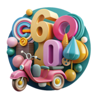 600 Colorful 3D Objects and Scooter Design png