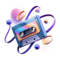 Retro Cassette Tape in Abstract 3D Design png