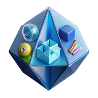 Abstract 3D Geometric Shapes Cube, Sphere, Prism png