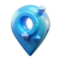 3D Blue Location Pin with Gems Shiny, Glossy, Abstract Icon png