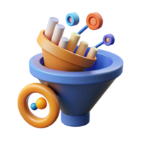 3D Abstract Funnel Data Processing Visualization png