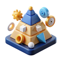 Abstract 3D Pyramid Structure with Geometric Shapes png
