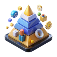 3D Abstract Pyramid Geometric Shapes and Design png