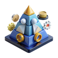 3D Abstract Pyramid Geometric Shapes, Gears, and Components png