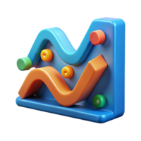 Abstract 3D Wave Chart Colorful Data Visualization png