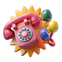 Retro Phone Call Colorful Communication png