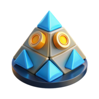 Abstract 3D Geometric Puzzle Pyramid Structure with Triangles and Circles png
