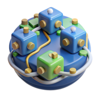 Abstract 3D Network Interconnected Cubes and Pathways png