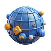 Global Network 3D Abstract Sphere with Geometric Shapes png