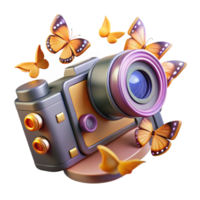 Camera Butterflies A 3D Render of Nature Photography png