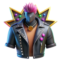 Synthwave Rocker 3D Model of a Stylish Figure png