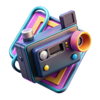 Retro 3D Render of a Colorful Camera png