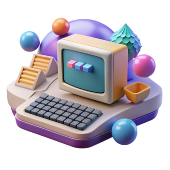 retro Computer 3d machen bunt, spielerisch Design png
