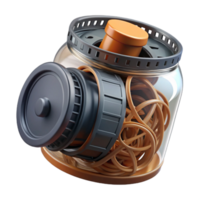 Tangled Reels in a Glass Jar Abstract 3D Render png