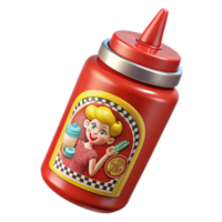Retro Ketchup Bottle Design 3D Render png