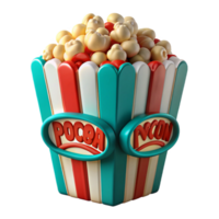 Popcorn Bucket 3D Render of Sweet and Salty Snack png