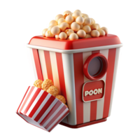 Popcorn Machine Red and White Striped Container with Kernel Snacks png