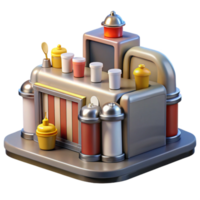 Retro Concession Stand 3D Model of a Classic Snack Cart png