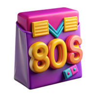 Retro 80s Style Colorful 3D Design png
