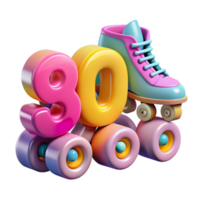 Retro Roller Skate 80s Design png