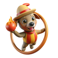 Adorable Circus Pup Juggling Fire png