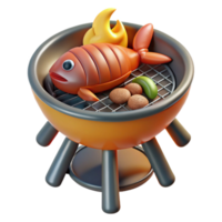 Grilled Fish and Vegetable Kabobs on Portable Grill png
