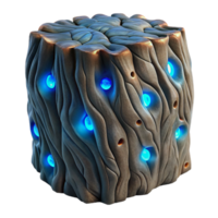 Glowing Organic Cube 3D Render of Bio-Luminescent Structure png