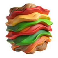 Abstract Layered 3D Render Colorful Wavy Forms png