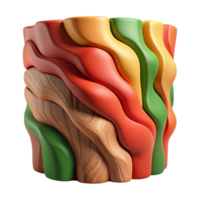 Abstract 3D Render Colorful Wave Pattern with Wood Texture png