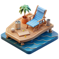 Relaxing Deck Scene 3D Render of Tropical Island Getaway png