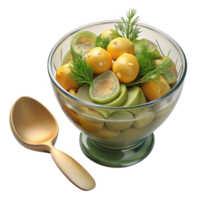 Fresh Herb and Citrus Fruit Salad in Glass Bowl png
