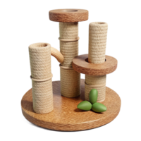 Wooden Cat Tree with Sisal Posts and Platforms png