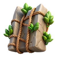 Stone Blocks, Vines, Rope Ladder 3D Render png