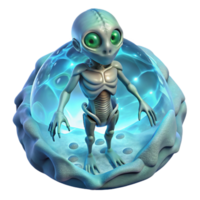 Alien in Energy Sphere 3D Render png