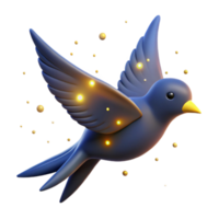 Glowing Bird in Flight 3D Render of Illuminated Avian png