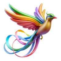 Rainbow Bird Colorful Wings, Avian Art, 3D Render png