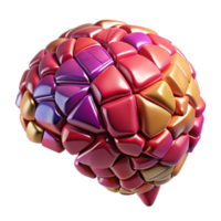 Abstract Brain 3D Model of Colorful Polygonal Structure png