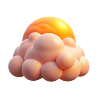 Sunset Cloud 3D Render of Fluffy Clouds and a Golden Sun png